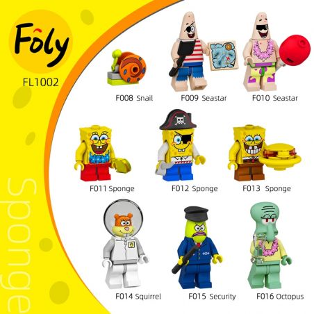FOLY FL1002 1002 F008 F009 F010 F011 F012 F013 F014 F015 F016 non  SPONGE BABY. bộ đồ chơi xếp lắp ráp ghép mô hình Movie & Game SPONGE BOB SQUARE PANTS Phim Và Trò Chơi