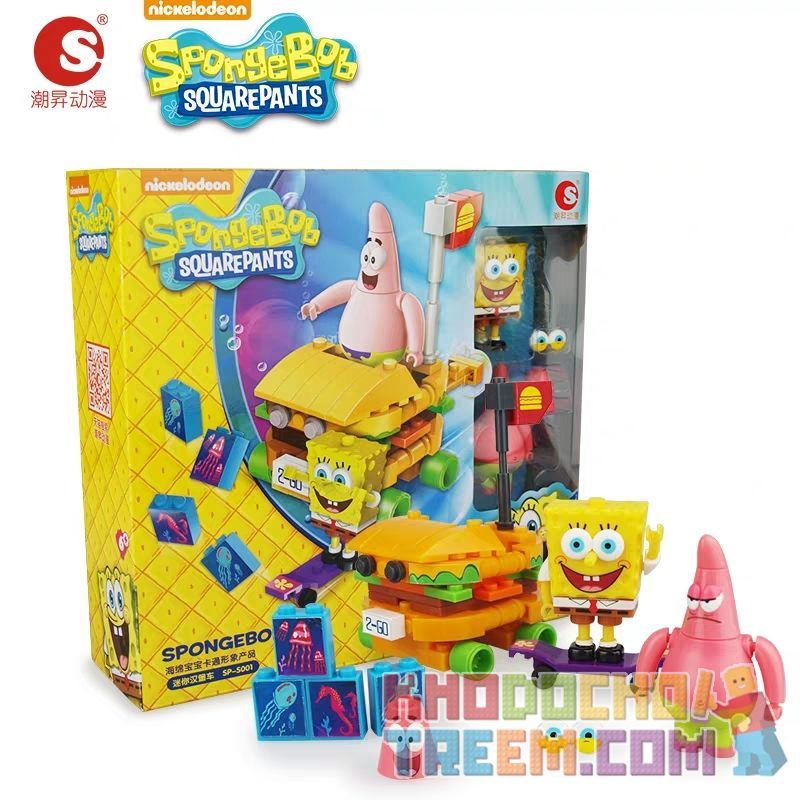 CHAOSHENG SP-S001 S001 SPS001 non Lego MINI BURGER CAR. bộ đồ chơi xếp lắp ráp ghép mô hình Spongebob Squarepants SPONGE BOB SQUARE PANTS Chú Bọt Biển Tinh Nghịch