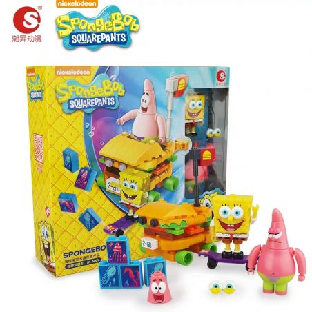 CHAOSHENG SP-S001 S001 SPS001 non  MINI BURGER CAR. bộ đồ chơi xếp lắp ráp ghép mô hình Spongebob Squarepants SPONGE BOB SQUARE PANTS Chú Bọt Biển Tinh Nghịch