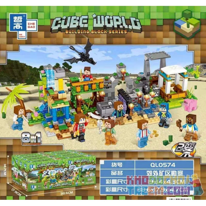ZHEGAO QL0574 0574 Xếp hình kiểu Lego MINECRAFT Cube World My World Suburban Mining Area Survey Khảo Sát Thuê Bao. 