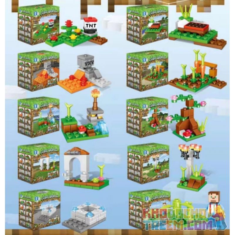 ZHEGAO QL0572 0572 Xếp hình kiểu Lego MINECRAFT Cube World My World Ecological Farm Base Cơ Sở Trang Trại Sinh Thái 
