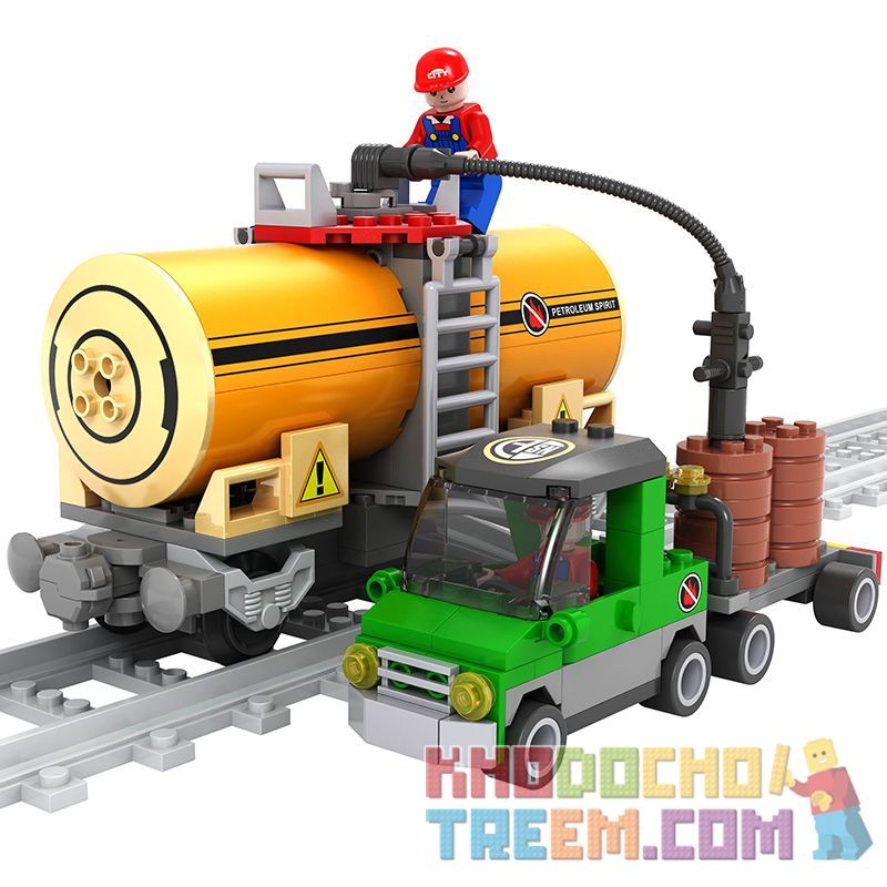 AUSINI 25414 non Lego TRẠM XĂNG DÒNG CHẢY. bộ đồ chơi xếp lắp ráp ghép mô hình Trains Tàu Hỏa 199 khối