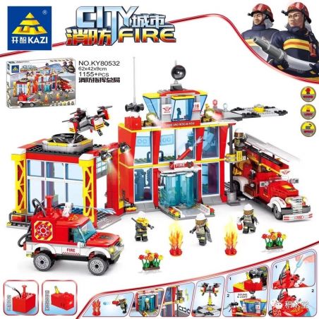 Kazi KY80532 80532 non  QUẢN TRỊ LỆNH LỬA bộ đồ chơi xếp lắp ráp ghép mô hình Fire Rescure CITY FIRE Cứu Hỏa 1155 khối