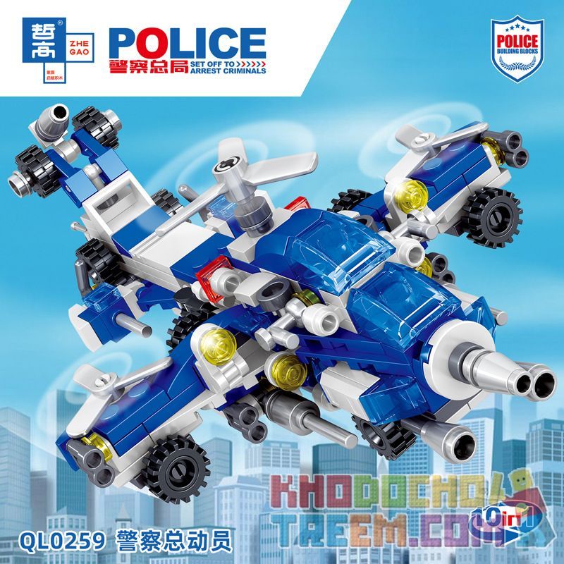 ZHEGAO QL0259 0259 non Lego CẢNH SÁT HUY ĐỘNG 10IN1. bộ đồ chơi xếp lắp ráp ghép mô hình Police
