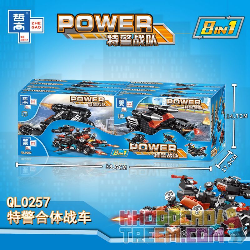 ZHEGAO QL0257 0257 non  ĐỘI NGŨ TƯ VẤN CẢNH SÁT ĐẶC BIỆT FIT CAR 8IN1 bộ đồ chơi xếp lắp ráp ghép mô hình Swat Special Force POWER Đặc Nhiệm