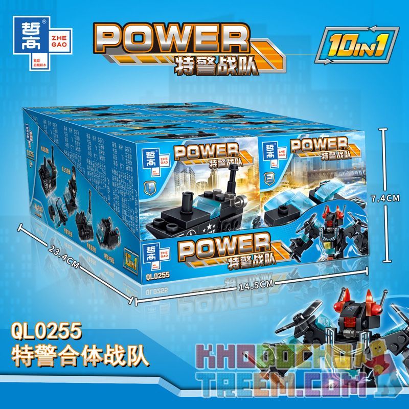 ZHEGAO QL0255 0255 non  TIÊU ĐỀ CẢNH SÁT ĐẶC BIỆT 10IN1 bộ đồ chơi xếp lắp ráp ghép mô hình Swat Special Force POWER Đặc Nhiệm