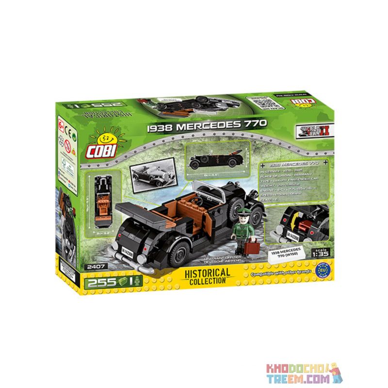 COBI CHARACTER BUILDING COBI-2407 2407 COBI2407 COBI-2406 2406 COBI2406 non Lego 1938 MERCEDES 770. bộ đồ chơi xếp lắp ráp ghép mô hình Military Army Quân Sự Bộ Đội 225 khối