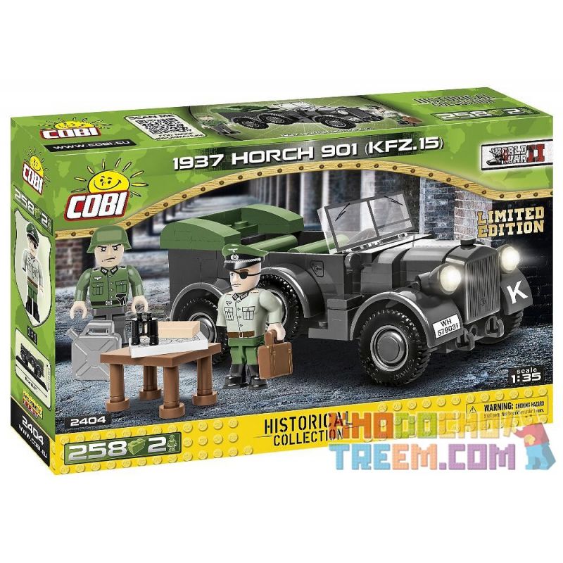 COBI CHARACTER BUILDING COBI-2404 2404 COBI2404 COBI-2405 2405 COBI2405 non Lego 1937 HOYCH 901 KFZ. 15 ĐỨC TRUYỀN THÔNG RADIO HOHSHI bộ đồ chơi xếp lắp ráp ghép mô hình Military Army 1937 HORCH 901 (KFZ.15) Quân Sự Bộ Đội 185 khối