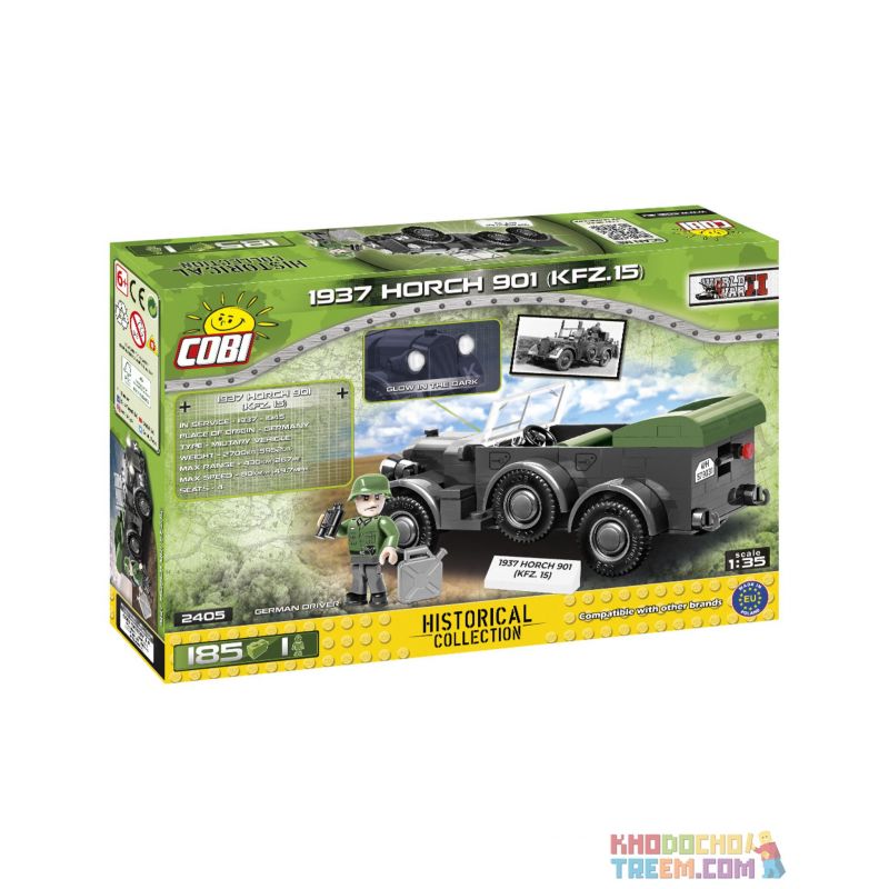 COBI CHARACTER BUILDING COBI-2404 2404 COBI2404 COBI-2405 2405 COBI2405 non  1937 HOYCH 901 KFZ. 15 ĐỨC TRUYỀN THÔNG RADIO HOHSHI bộ đồ chơi xếp lắp ráp ghép mô hình Military Army 1937 HORCH 901 (KFZ.15) Quân Sự Bộ Đội 185 khối