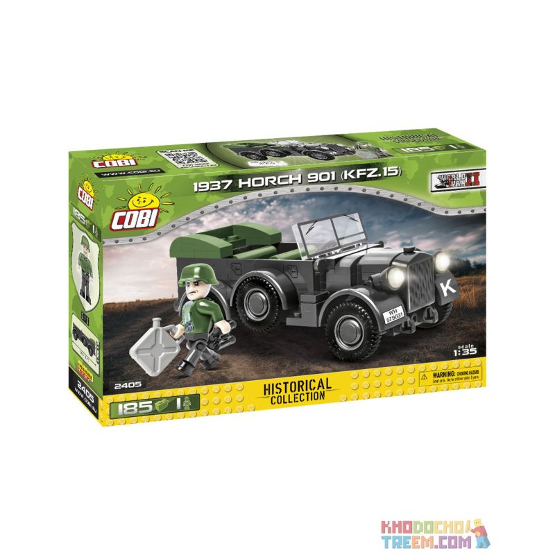 COBI CHARACTER BUILDING COBI-2404 2404 COBI2404 COBI-2405 2405 COBI2405 non  1937 HOYCH 901 KFZ. 15 ĐỨC TRUYỀN THÔNG RADIO HOHSHI bộ đồ chơi xếp lắp ráp ghép mô hình Military Army 1937 HORCH 901 (KFZ.15) Quân Sự Bộ Đội 185 khối