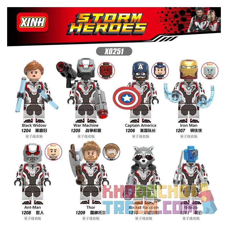 XINH 1204 1205 1206 1207 1208 1209 1210 1211 X0251 0251 non Lego HÀNG TRĂM NGƯỜI 8 LIÊN MINH AVENGERS bộ đồ chơi xếp lắp ráp ghép mô hình The Avengers STORM HEROES