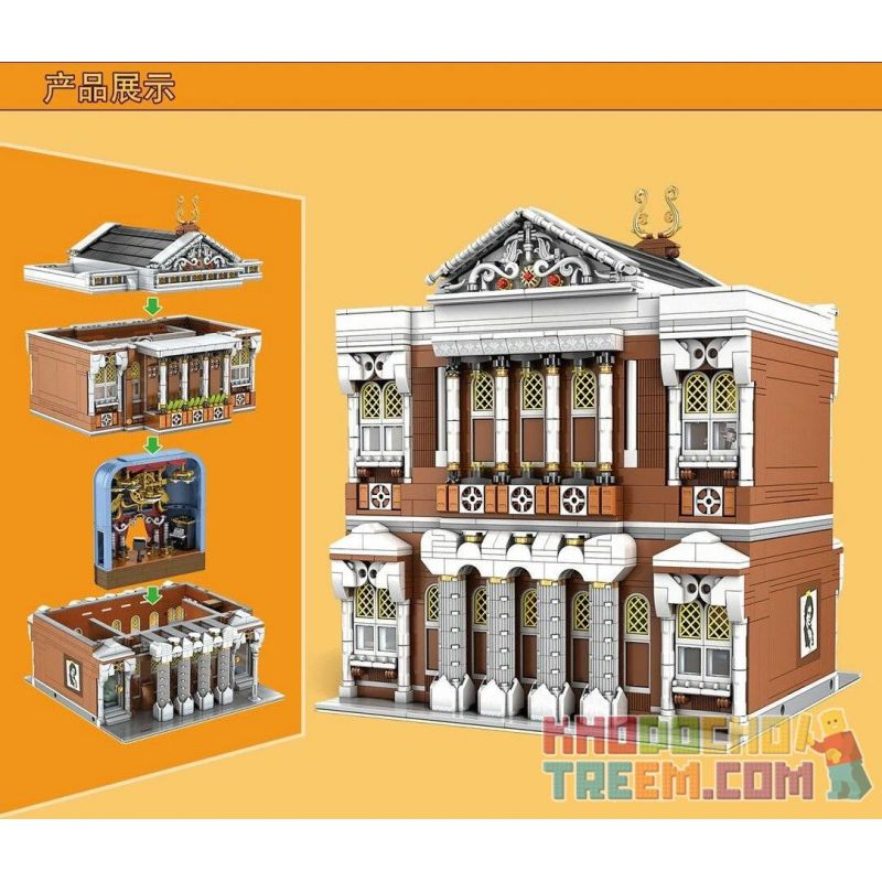 MouldKing 16032 Mould King 16032 non  XIAOCHENG CHƠI HỘI TRƯỜNG bộ đồ chơi xếp lắp ráp ghép mô hình Modular Buildings NOVATOWN CONCERT HALL Mô Hình Nhà Cửa 2875 khối