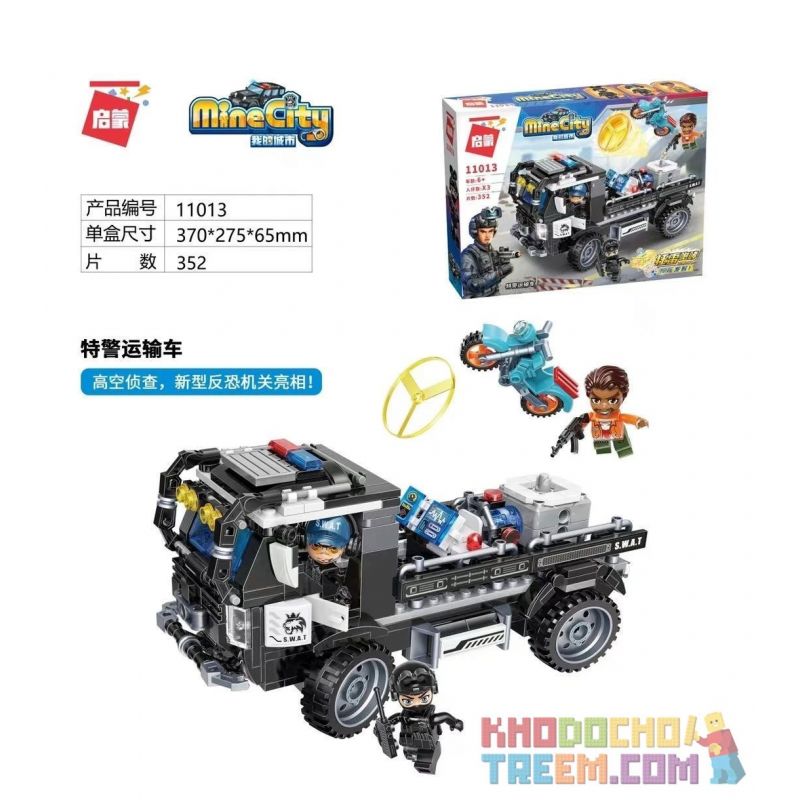 Enlighten 11013 Qman 11013 non Lego XE VẬN CHUYỂN CẢNH SÁT ĐẶC BIỆT bộ đồ chơi xếp lắp ráp ghép mô hình Minecity Thành Phố Mỏ 352 khối