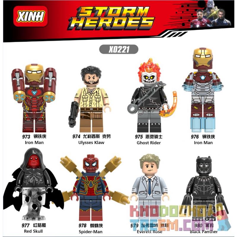 XINH X0221 0221 973 974 975 976 977 978 979 980 non Lego HÀNG TRĂM NGƯỜI 8 SIÊU ANH HÙNG bộ đồ chơi xếp lắp ráp ghép mô hình Marvel Super Heroes STORM HEROES Siêu Anh Hùng Marvel