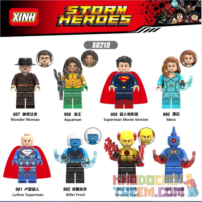 XINH X0219 0219 957 958 959 960 961 962 963 964 non Lego HÀNG TRĂM NGƯỜI 8 SIÊU ANH HÙNG bộ đồ chơi xếp lắp ráp ghép mô hình Dc Comics Super Heroes STORM HEROES Siêu Anh Hùng Dc
