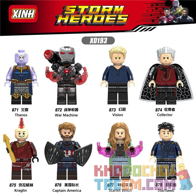 XINH X0193 0193 871 872 873 874 875 876 877 878 non Lego HÀNG TRĂM NGƯỜI 8 SIÊU ANH HÙNG bộ đồ chơi xếp lắp ráp ghép mô hình Marvel Super Heroes STORM HEROES Siêu Anh Hùng Marvel