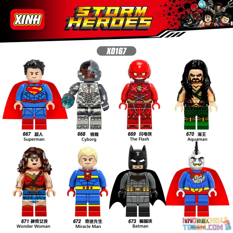 XINH X0167 0167 667 668 669 670 671 672 673 674 non Lego HÀNG TRĂM NGƯỜI 8 SIÊU ANH HÙNG bộ đồ chơi xếp lắp ráp ghép mô hình Dc Comics Super Heroes STORM HEROES Siêu Anh Hùng Dc