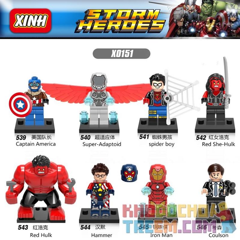 XINH X0151 0151 539 540 541 542 543 544 545 546 non Lego HÀNG TRĂM NGƯỜI 8 SIÊU ANH HÙNG bộ đồ chơi xếp lắp ráp ghép mô hình Marvel Super Heroes STORM HEROES Siêu Anh Hùng Marvel