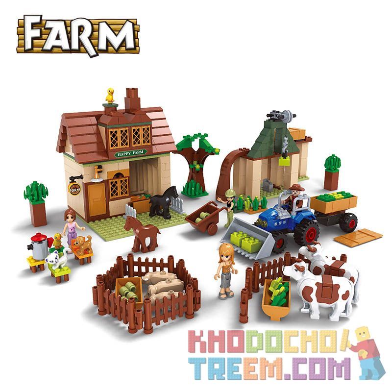 AUSINI 28802 non Lego NÔNG TRẠI bộ đồ chơi xếp lắp ráp ghép mô hình City FARM Thành Phố 491 khối