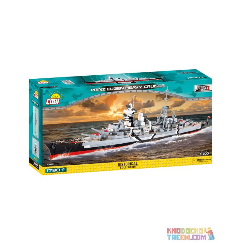 COBI CHARACTER BUILDING COBI-4823 4823 COBI4823 non  OU ROOT PRINCE HẠNG NẶNG CRUISER bộ đồ chơi xếp lắp ráp ghép mô hình Military Army PRINCE EUGEN HEAVY CRUISER Quân Sự Bộ Đội 1790 khối