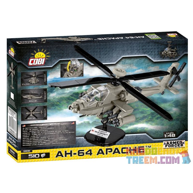 COBI CHARACTER BUILDING COBI-5808 5808 COBI5808 non  AH-64 APACHE bộ đồ chơi xếp lắp ráp ghép mô hình Military Army Quân Sự Bộ Đội 510 khối