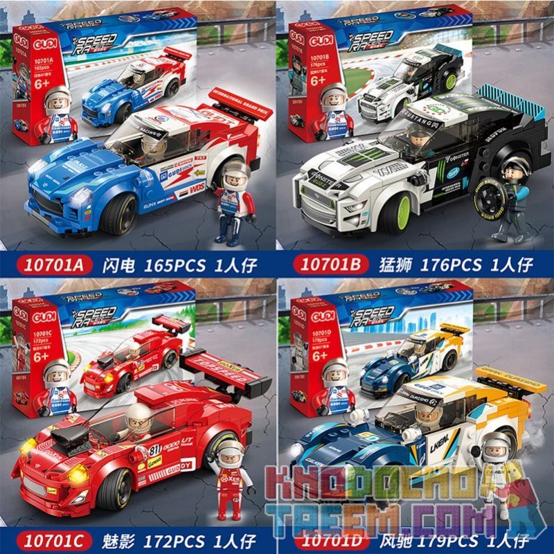 GUDI 10701A 10701B 10701C 10701D non Lego CITY RACING 4 LIGHTNING ÍT HƠN PHANTOM GIÓ bộ đồ chơi xếp lắp ráp ghép mô hình Racers SPEED RACER Đua Tốc Độ 692 khối