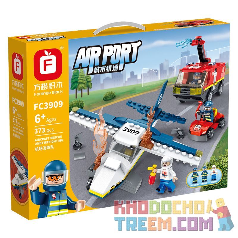 FORANGE FC3909 3909 non Lego LỮ ĐOÀN CHỮA CHÁY SÂN BAY bộ đồ chơi xếp lắp ráp ghép mô hình AIRPORT AIRCRAFT RESCUE AND FIREFIGHTING 373 khối