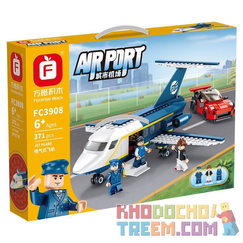 FORANGE FC3908 3908 non Lego MÁY BAY PHẢN LỰC bộ đồ chơi xếp lắp ráp ghép mô hình AIRPORT JET PLANE 371 khối