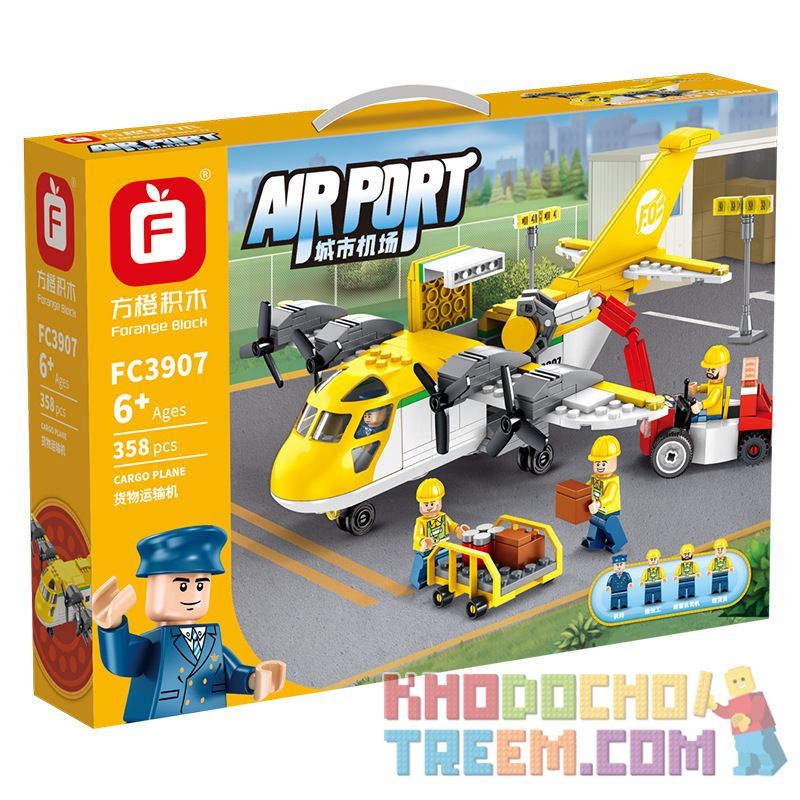 FORANGE FC3907 3907 non Lego MÁY VẬN CHUYỂN HÀNG HÓA bộ đồ chơi xếp lắp ráp ghép mô hình AIRPORT CARGO PLANE 358 khối
