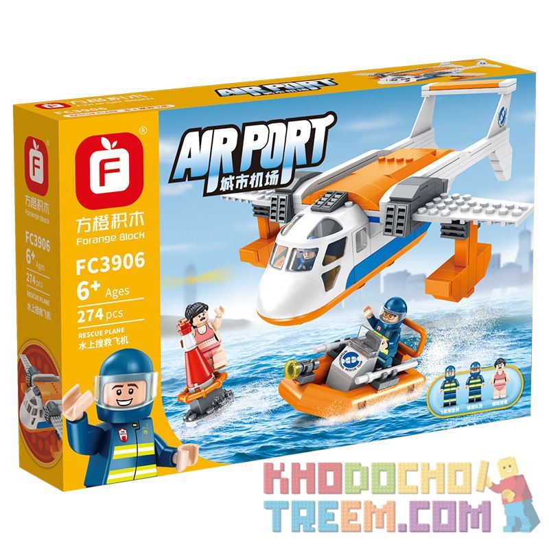 FORANGE FC3906 3906 non Lego MÁY BAY TÌM KIẾM VÀ CỨU HỘ NƯỚC bộ đồ chơi xếp lắp ráp ghép mô hình AIRPORT RESCUE PLANE 274 khối