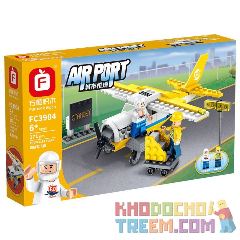 FORANGE FC3904 3904 non Lego MÁY BAY CÁNH QUẠT. bộ đồ chơi xếp lắp ráp ghép mô hình AIRPORT PROPELLER PLANE 171 khối