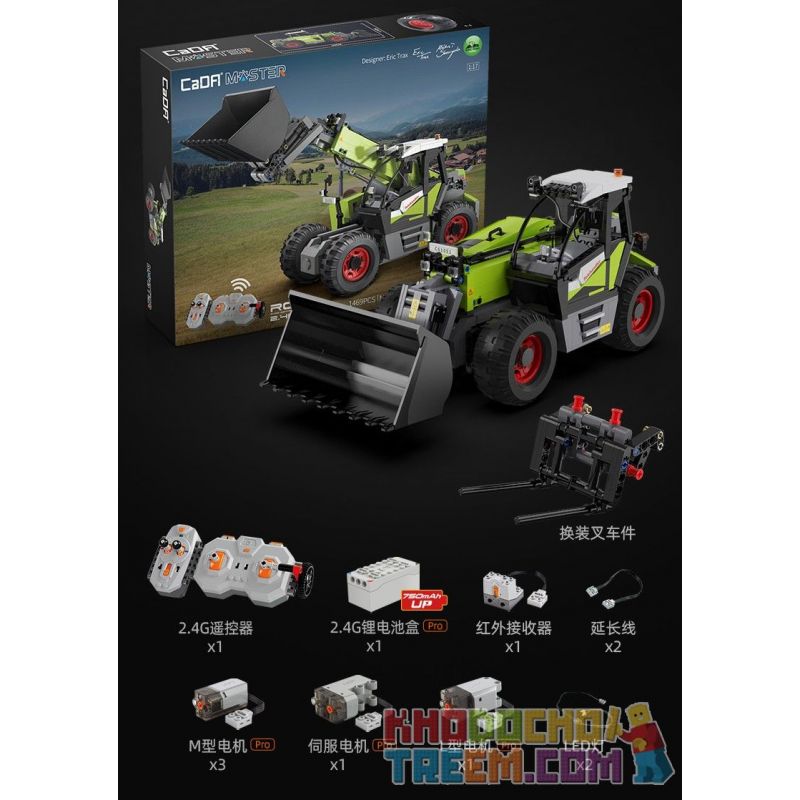 CADA C61051 61051 REBRICKABLE MOC-35607 35607 MOC35607 non  BỘ TẢI ĐIỀU KHIỂN TỪ XA ĐIỆN ĐẦY ĐỦ TÍNH NĂNG tỷ lệ 1:17 bộ đồ chơi xếp lắp ráp ghép mô hình  MULTI-FUNCTION LOADER Kỹ Thuật Công Nghệ Cao Mô Hình Phương Tiện 1408 khối