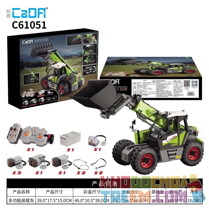 CADA C61051 61051 REBRICKABLE MOC-35607 35607 MOC35607 non  BỘ TẢI ĐIỀU KHIỂN TỪ XA ĐIỆN ĐẦY ĐỦ TÍNH NĂNG tỷ lệ 1:17 bộ đồ chơi xếp lắp ráp ghép mô hình  MULTI-FUNCTION LOADER Kỹ Thuật Công Nghệ Cao Mô Hình Phương Tiện 1408 khối