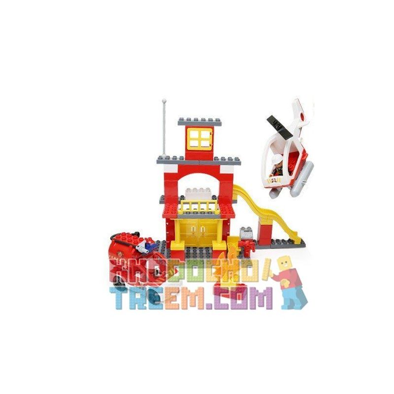 NOT LEGO Duplo 6138 My First Fire Station, Hystoys HongYuanSheng Aoleduotoys HG-1300 Xếp hình trụ sở cứu hỏa với trực thăng và ô tô cứu hỏa 60 khối NOT LEGO Duplo 6138 My First Fire Station, Hystoys HongYuanSheng Aoleduotoys HG-1300 Xếp hình trụ sở cứu hỏa với trực thăng và ô tô cứu hỏa 60 khối