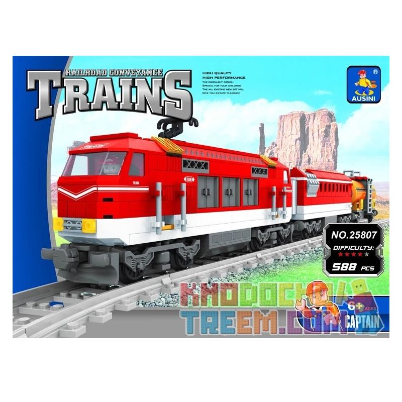 AUSINI 25807 non  XE LỬA bộ đồ chơi xếp lắp ráp ghép mô hình City TRAINS Thành Phố 588 khối