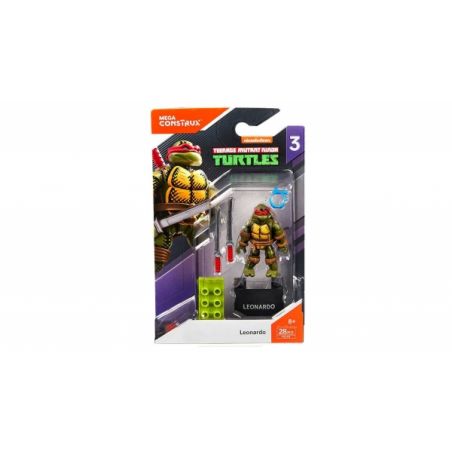 MEGA BLOKS FVL44 non  LEONARDO. bộ đồ chơi xếp lắp ráp ghép mô hình Teenage Mutant Ninja Turtles Ninja Rùa 28 khối
