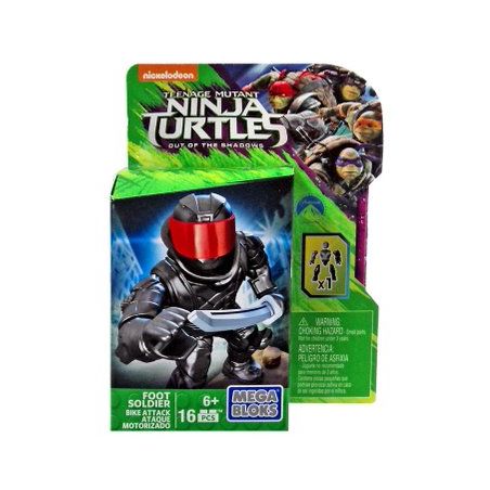 MEGA BLOKS DRM97 non  CHÂN XE ĐẠP TẤN CÔNG bộ đồ chơi xếp lắp ráp ghép mô hình Teenage Mutant Ninja Turtles FOOT SOLDIER BIKE ATTACK Ninja Rùa 16 khối