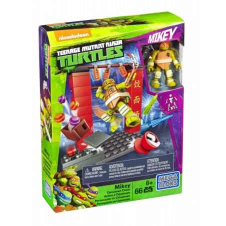 MEGA BLOKS DPW79 non  CUỘC RƯỢT ĐUỔI CỦA KHU PHỐ TÀU MICKEY bộ đồ chơi xếp lắp ráp ghép mô hình Teenage Mutant Ninja Turtles MIKEY CHINATOWN CHASE Ninja Rùa 66 khối