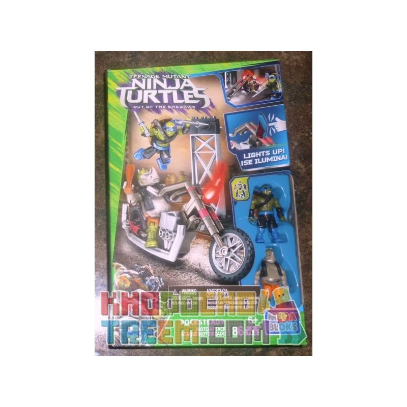 MEGA BLOKS DPF79 non Lego XE MÁY GIA SÚC. bộ đồ chơi xếp lắp ráp ghép mô hình Teenage Mutant Ninja Turtles ROCKSTEADY MOTO ATTACK Ninja Rùa 86 khối