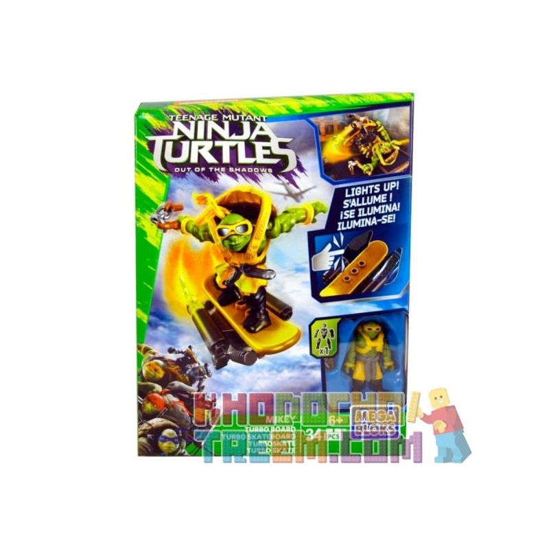MEGA BLOKS DPF76 non Lego VÁN TRƯỢT TUABIN bộ đồ chơi xếp lắp ráp ghép mô hình Teenage Mutant Ninja Turtles TURBO BOARD Ninja Rùa 34 khối