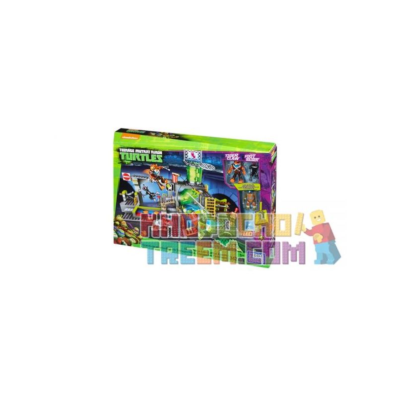 MEGA BLOKS DMX55 non Lego NÔNG THÒ CŨ CỦA NINJA RÙA bộ đồ chơi xếp lắp ráp ghép mô hình Teenage Mutant Ninja Turtles TURTLE SEWER LAIR 342 khối