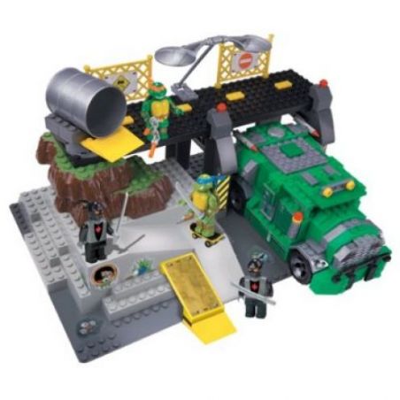 MEGA BLOKS 1411 non  CẦU CHIẾN ĐẤU bộ đồ chơi xếp lắp ráp ghép mô hình Teenage Mutant Ninja Turtles BATTLE SHELL BRIDGE Ninja Rùa 290 khối