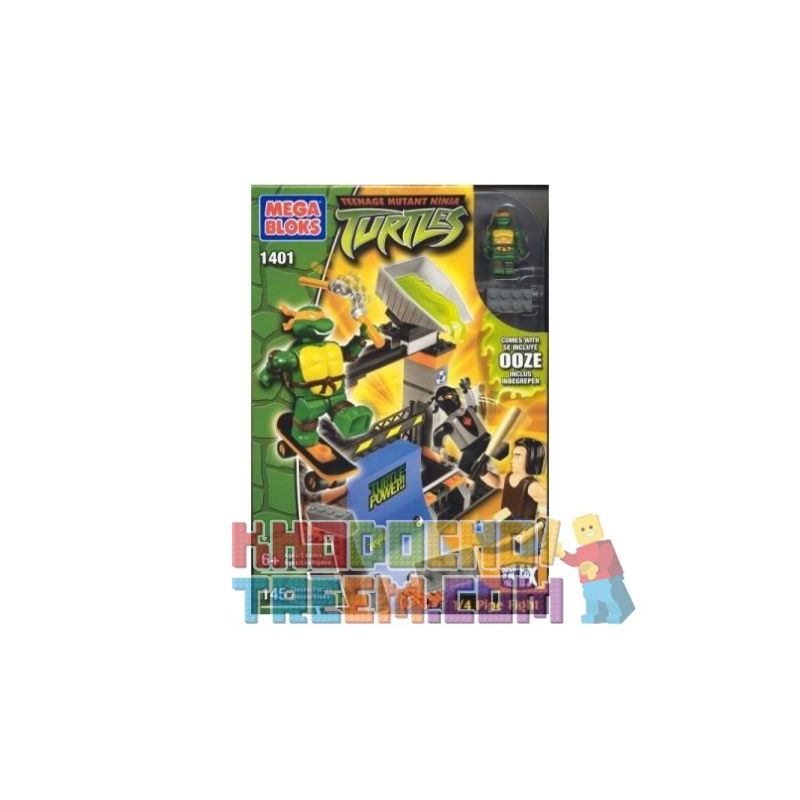 MEGA BLOKS 1401 non Lego 1 4 TRẬN CHIẾN ĐƯỜNG ỐNG bộ đồ chơi xếp lắp ráp ghép mô hình Teenage Mutant Ninja Turtles 1/4 PIPE FIGHT Ninja Rùa 145 khối