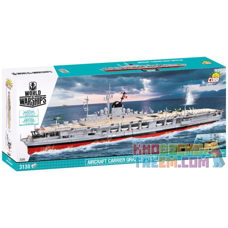 COBI CHARACTER BUILDING COBI-3086 3086 COBI3086 non  POSISN MẸ HÀNG KHÔNG bộ đồ chơi xếp lắp ráp ghép mô hình Military Army AIRCRAFT CARRIER GRAF ZEPPELIN Quân Sự Bộ Đội 3130 khối