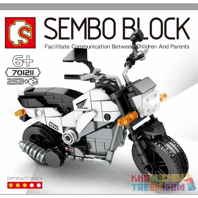 SEMBO 701211 non Lego XE MÁY PHIÊU LƯU ĐẠP HONDA NAVI 110 bộ đồ chơi xếp lắp ráp ghép mô hình Motorcycle Motorbike Xe Hai Bánh 253 khối