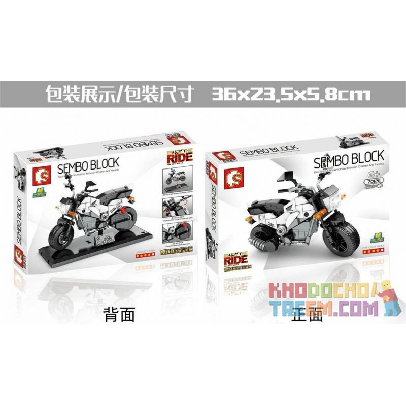 SEMBO 701211 non  XE MÁY PHIÊU LƯU ĐẠP HONDA NAVI 110 bộ đồ chơi xếp lắp ráp ghép mô hình Motorcycle Motorbike Xe Hai Bánh 253 khối
