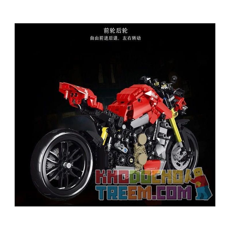 SHENZHEN RAEL ENTERTAINMENT 50051 non  DUKADI PANIGALE V4S. bộ đồ chơi xếp lắp ráp ghép mô hình  DUCATI V4S Kỹ Thuật Công Nghệ Cao Mô Hình Phương Tiện 827 khối