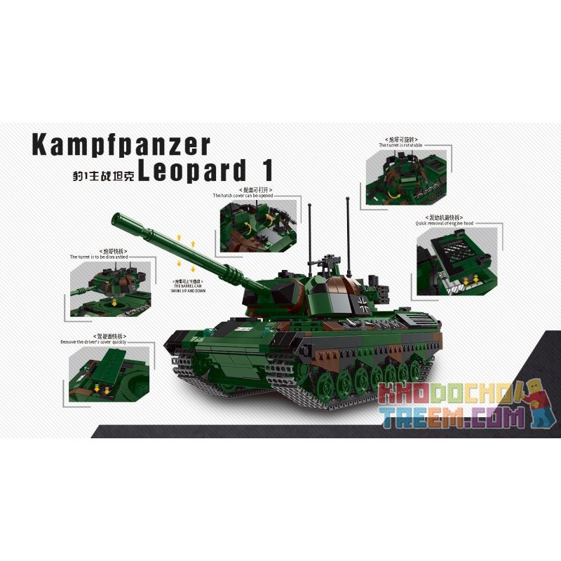 XINGBAO XB-06049 06049 XB06049 non  ĐỨC LEOPARD 1 XE TĂNG CHIẾN ĐẤU CHÍNH bộ đồ chơi xếp lắp ráp ghép mô hình Military Army KAMPFPANZER LEOPARD 1 Quân Sự Bộ Đội 1145 khối