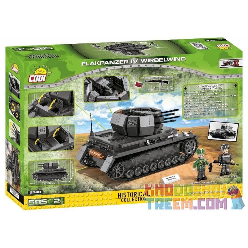 COBI CHARACTER BUILDING COBI-2548 2548 COBI2548 non Lego XE TĂNG KHÔNG KHÍ CYCLONE bộ đồ chơi xếp lắp ráp ghép mô hình Military Army FLAKPANZER IV WIRBELWIND Quân Sự Bộ Đội 580 khối