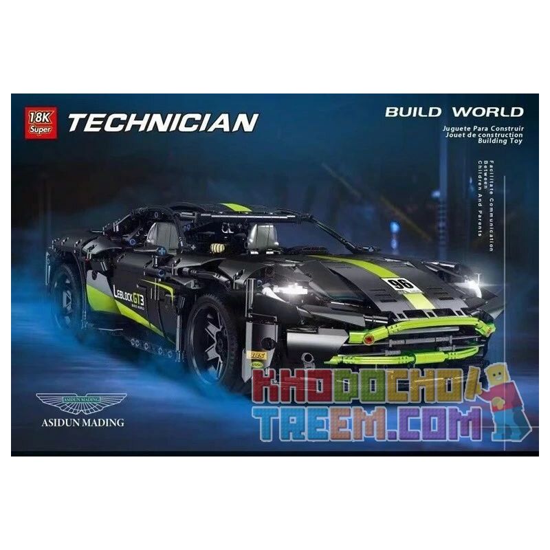 REBRICKABLE MOC-62260 62260 MOC62260 SUPER 18K K85 K136 non  ASTON MARTIN DB11. bộ đồ chơi xếp lắp ráp ghép mô hình  Kỹ Thuật Công Nghệ Cao Mô Hình Phương Tiện 1905 khối